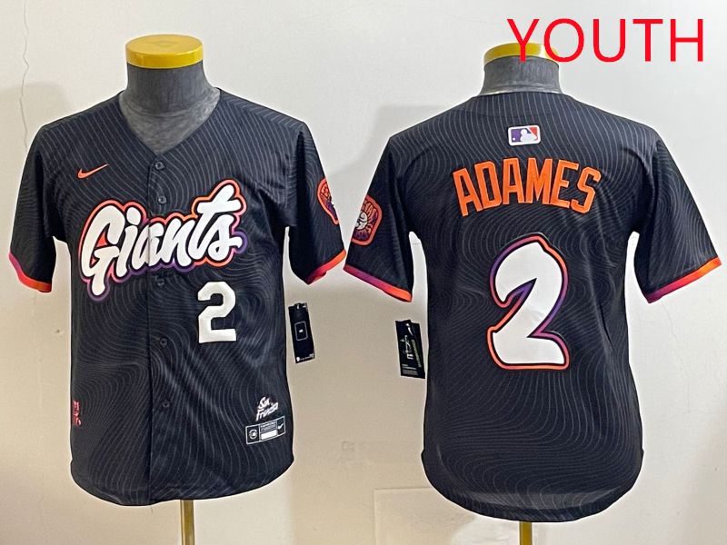 Youth San Francisco Giants 2 Adames Black Joint Name 2025 Nike MLB Jersey style 5